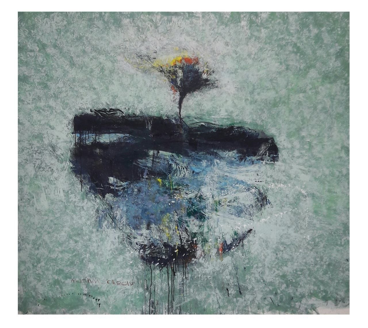 Flowerpot Series (Goldan) No. 2, Acrylic on Canvas, 190 × 210 cm, 2019, by Jalaleddin Mashmooli